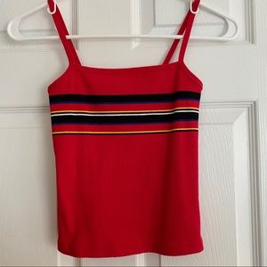 Red striped cropped tank top/cami (new)